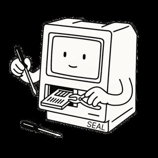 Retro kompjuter sa osmjehom - Servis LB logo